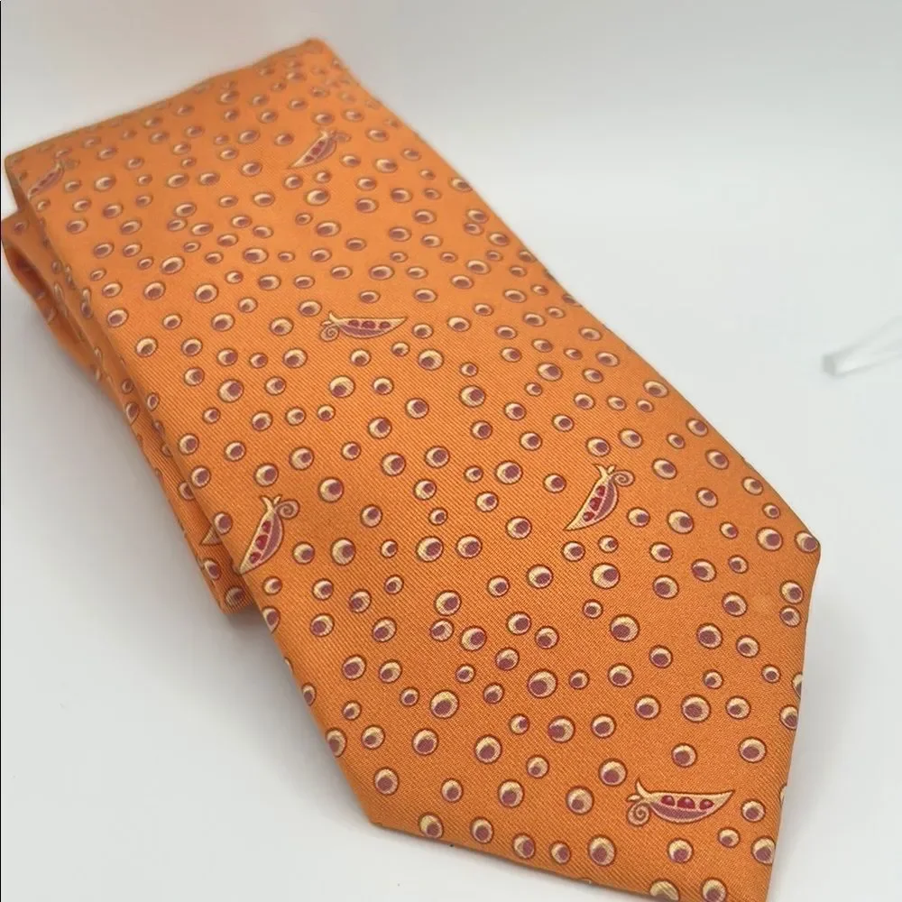 Hermes Peapod 100% silk tie